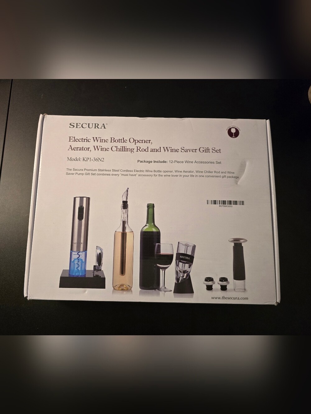 SECURA Electric Wine Bottle Opener & Accessory Set